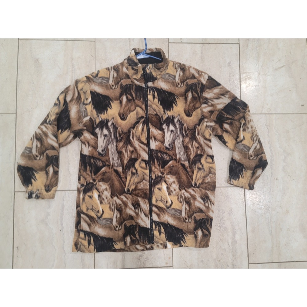 Western Jacket Horse Fleece woman's 1990's long sleeve soft comfortable buttons